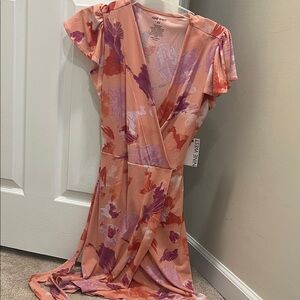 Nine West Coral and Lavender Floral Dress